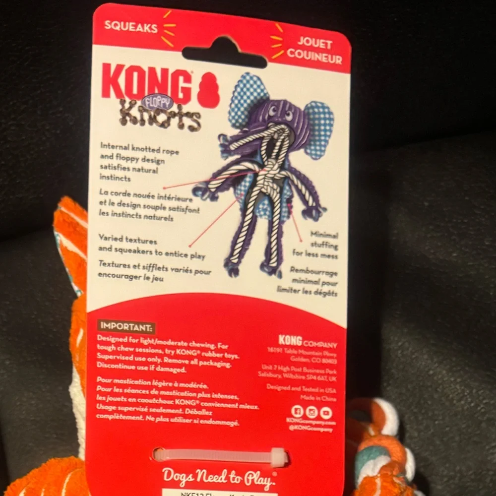 Kong knots L fox dog toy NEW
